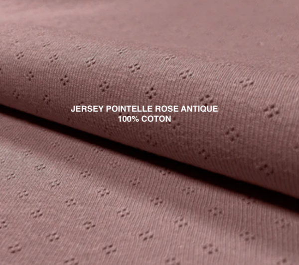 TISSU JERSEY POINTELLE ROSE ANTIQUE