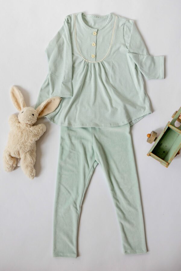 EVIE pyj rayé vert+velours