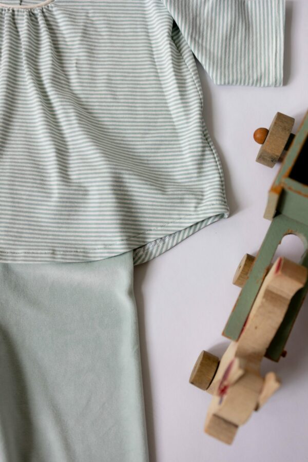 EVIE pyj rayé vert+velours