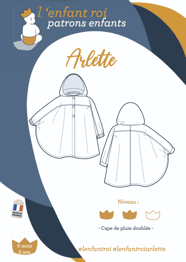 patron couture de cape de pluie mixte pour les enfants de 6 mois à 6 ans.